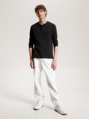 Camiseta Henley de manga comprida e corte justo