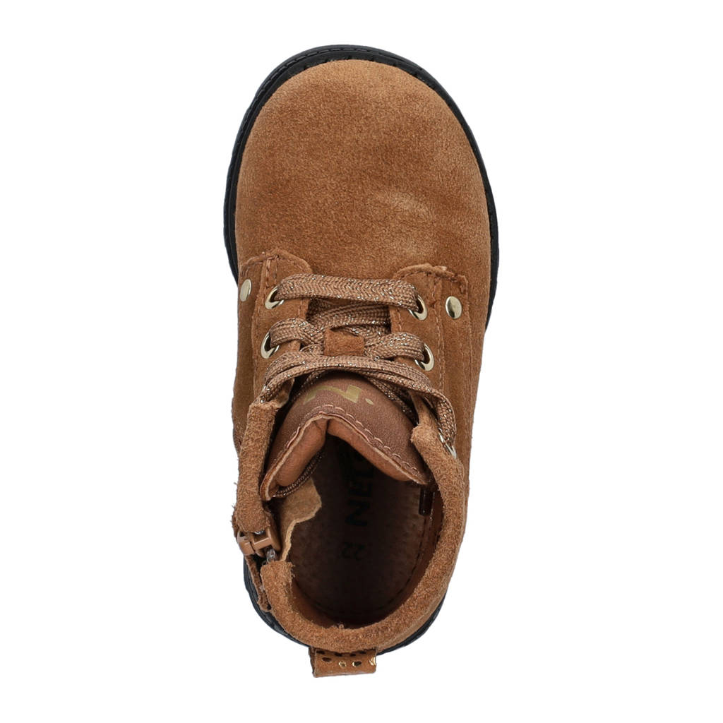 Nelson Kids suède veterboots cognac