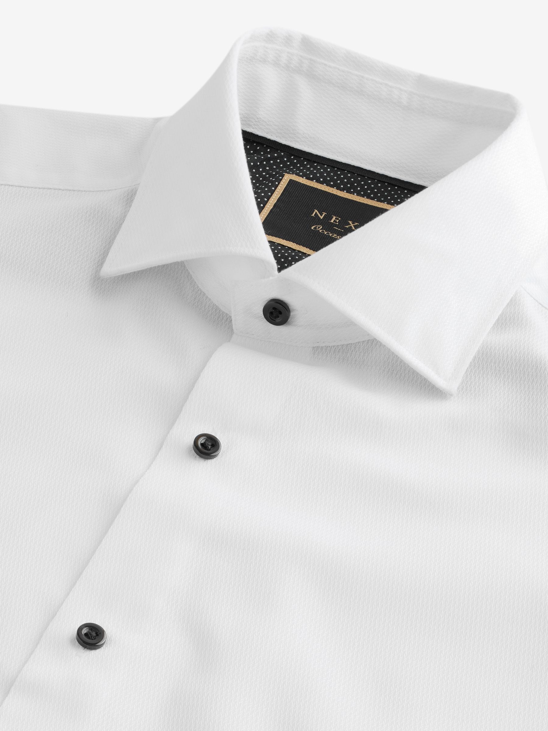 Witte structuur/zwarte vlinderdas - Regular Fit Double Cuff Shirt And Bow Tie Pack