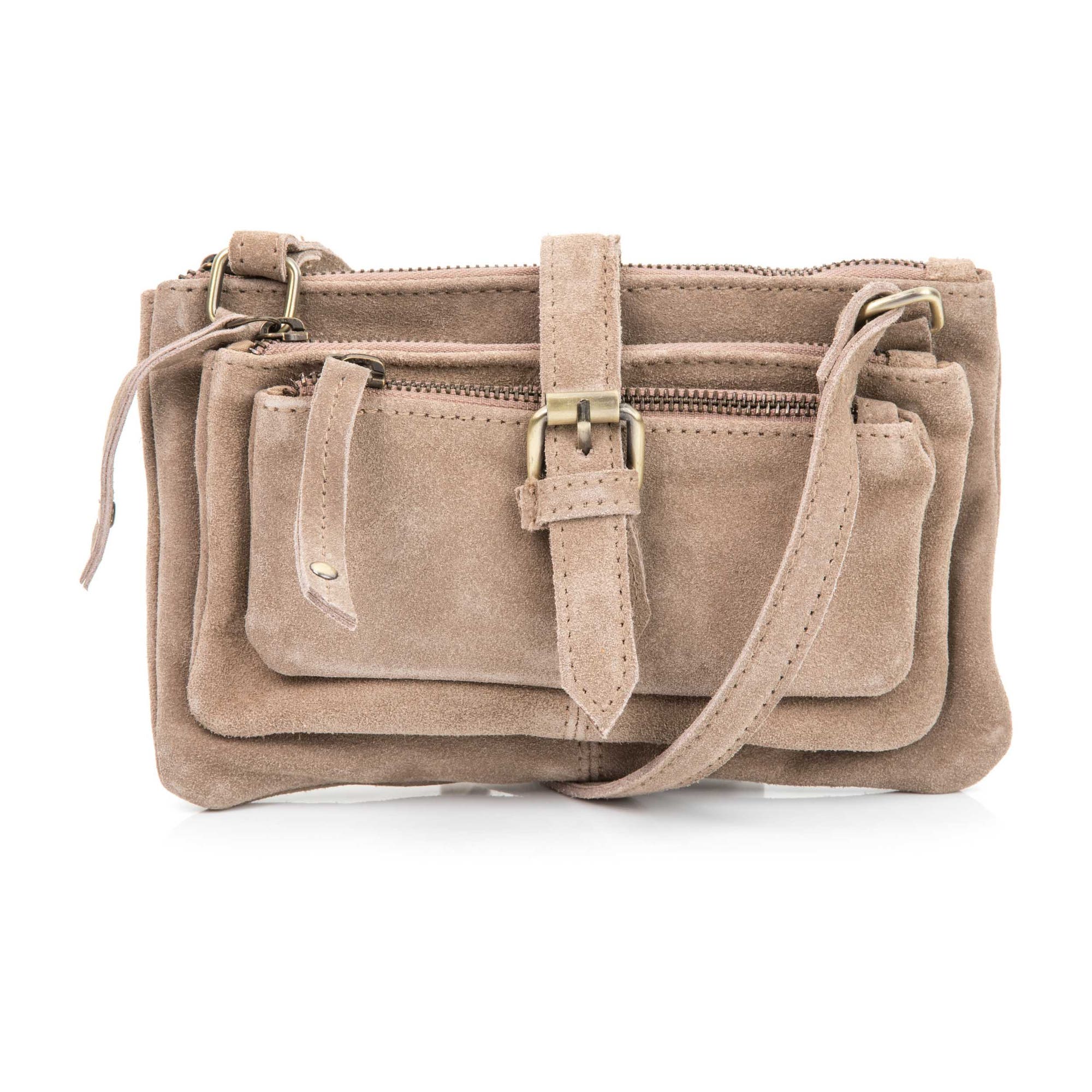Sac bandoulière en cuir beige