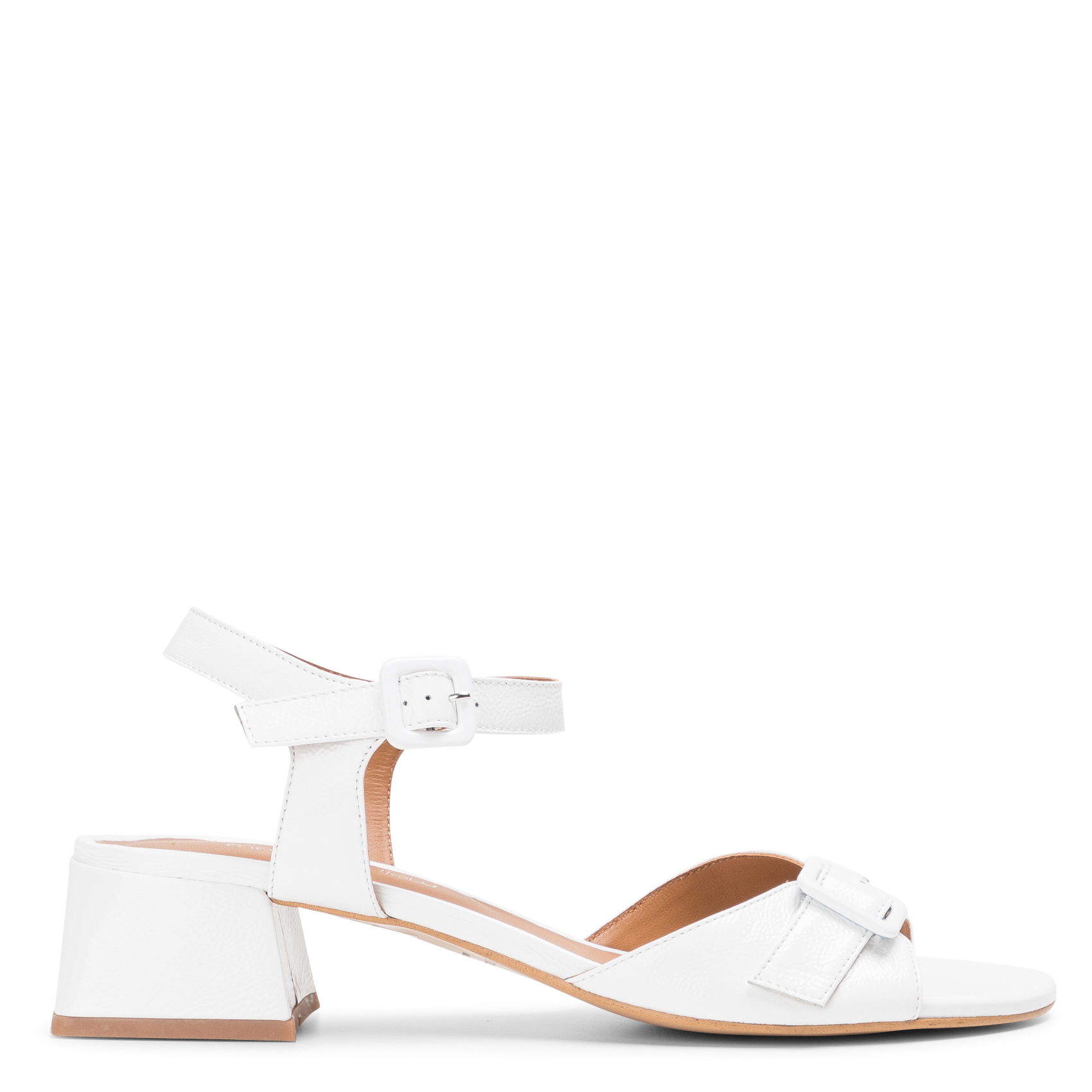 MAGGY - Sandales hautes en cuir vernis | Blanc