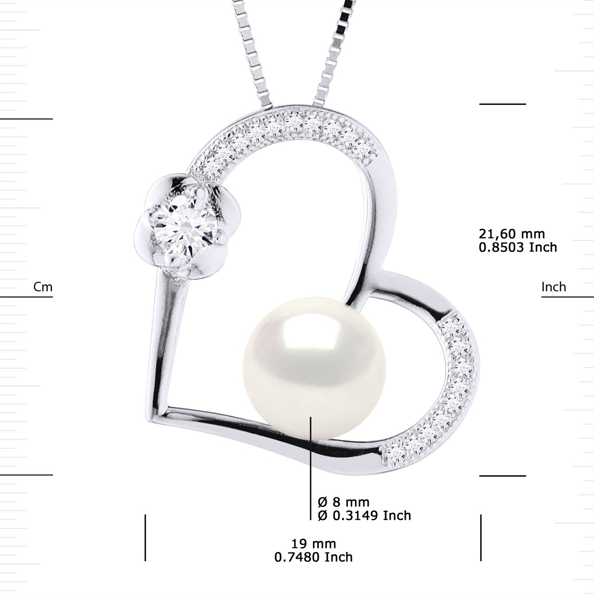 Collier LOVE Perle d'Eau Douce 8-9 mm Blanche Argent 925