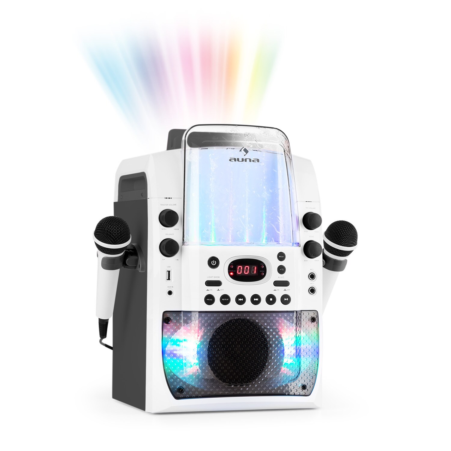 Kara Liquida BT Karaoke-Anlage Lichtshow Wasserfontäne Bluetooth Grau