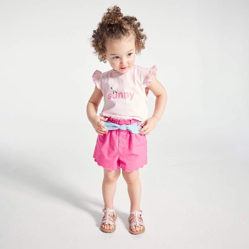 T-shirt imprimé oiseau à message rose bébé fille Rose