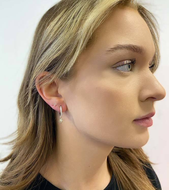 Snö Of Sweden Feliz Ring Stone Earring Gold/Clear 14,5mm