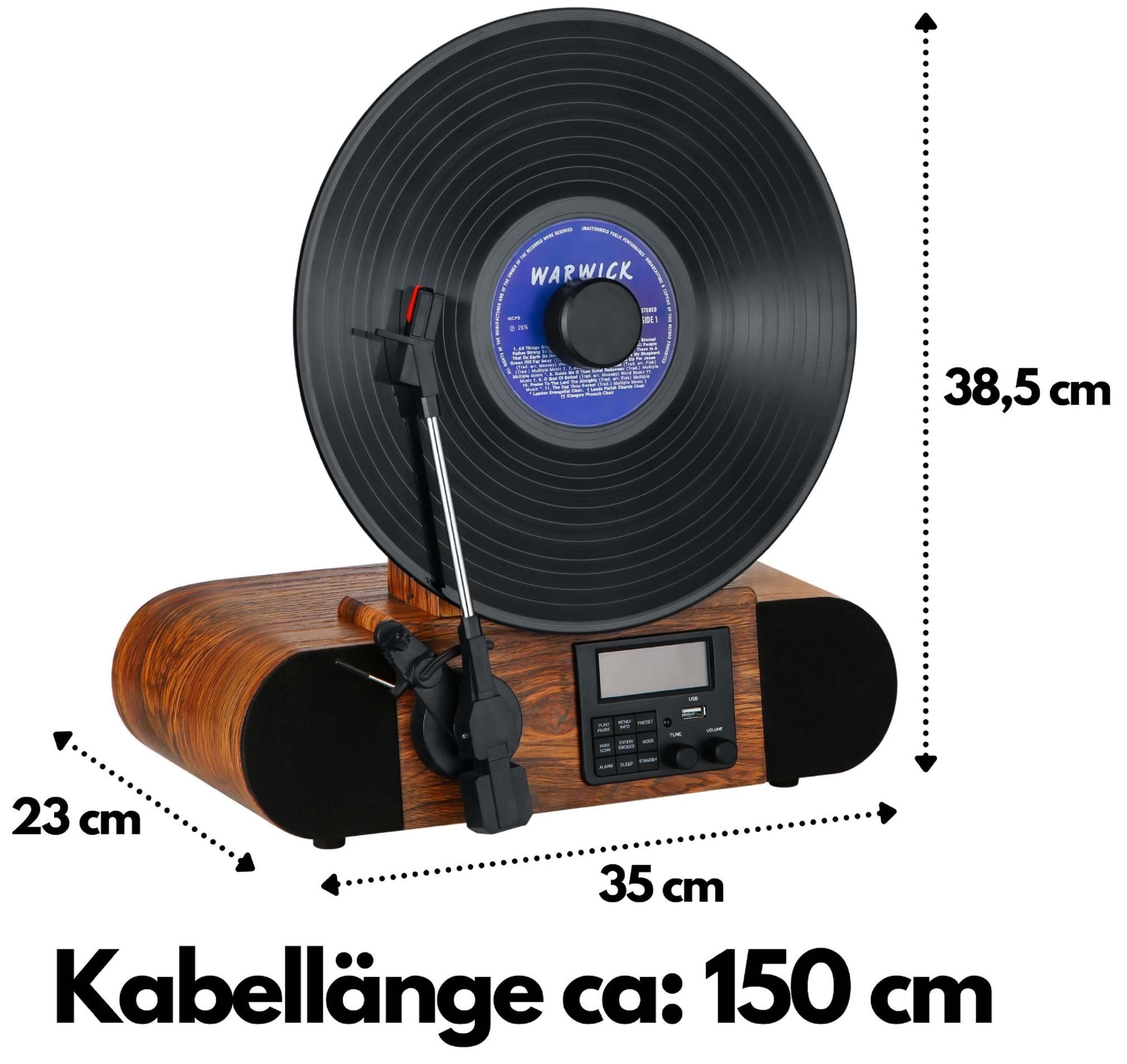 Cyberlux Vertikal Plattenspieler USB Bluetooth DAB+ Fernbedienung