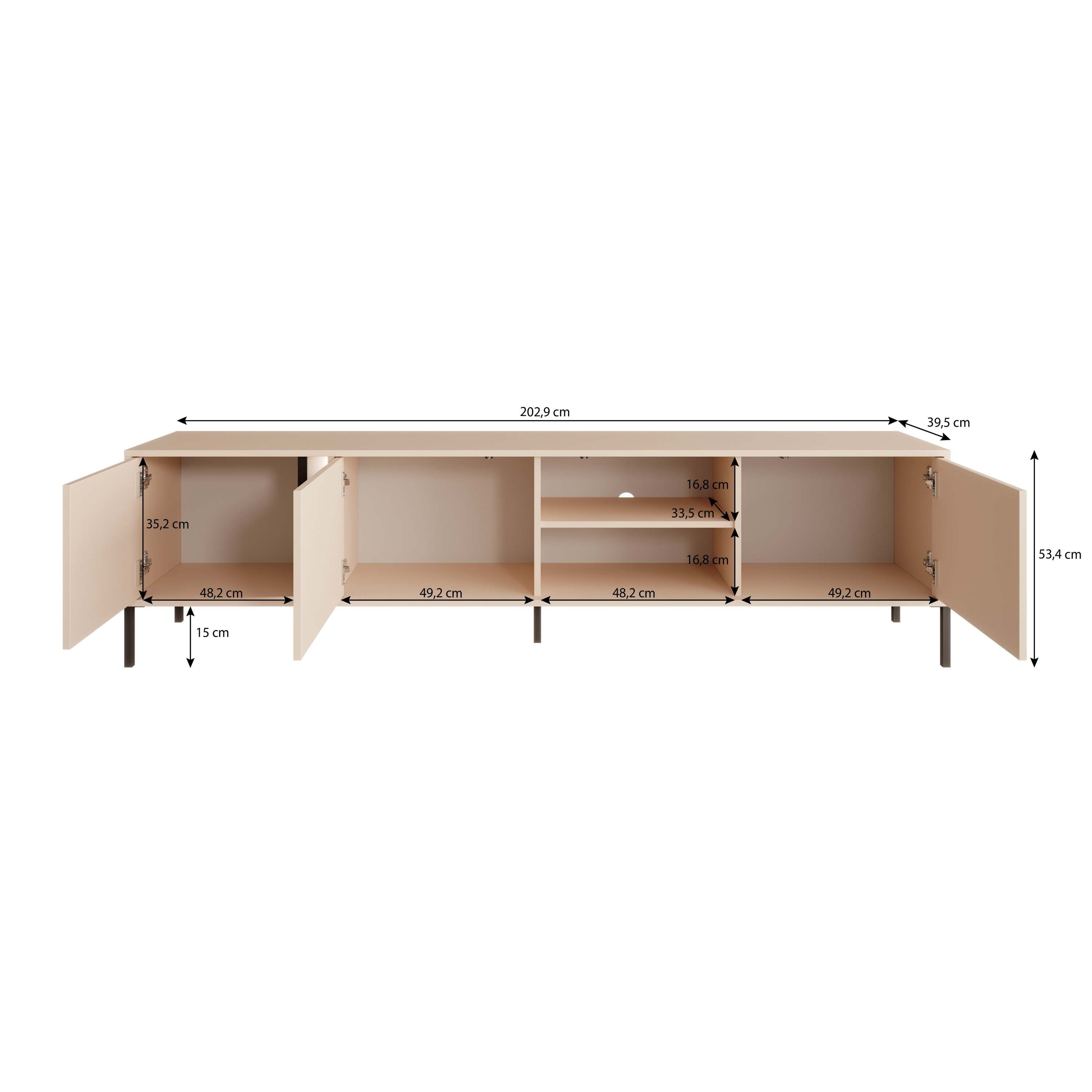 Meubella - TV-Meubel Desert - Beige - 203 cm