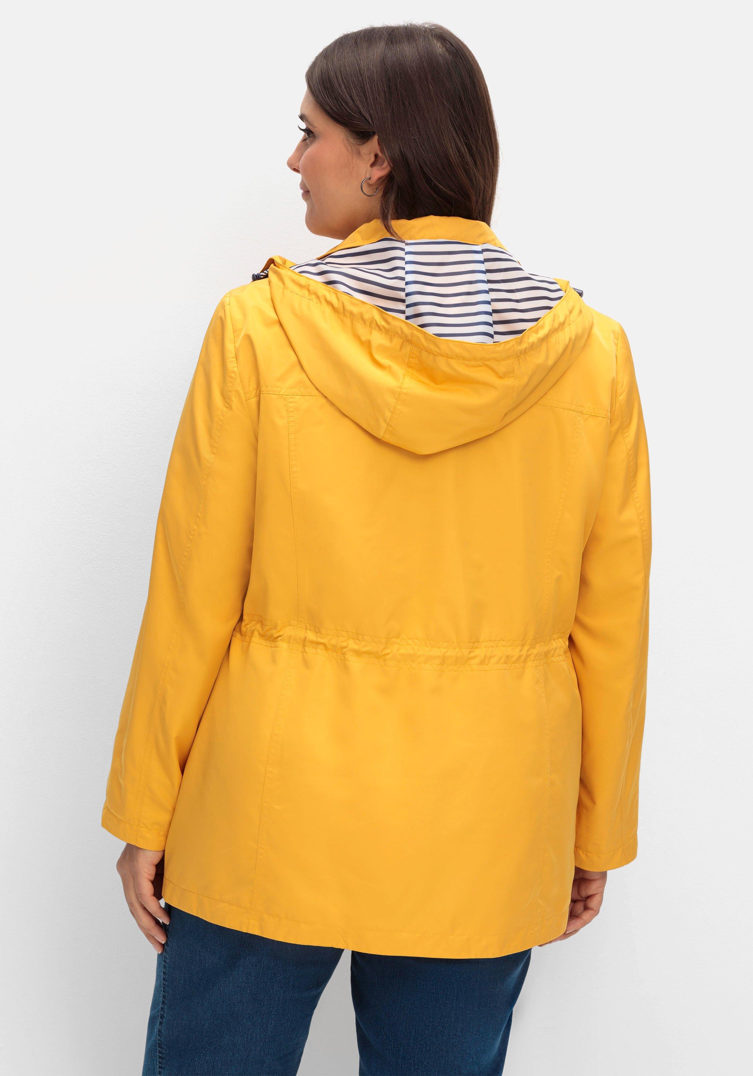 Kapuzenjacke mit Kontrastfutter und Taillen-Tunnelzug