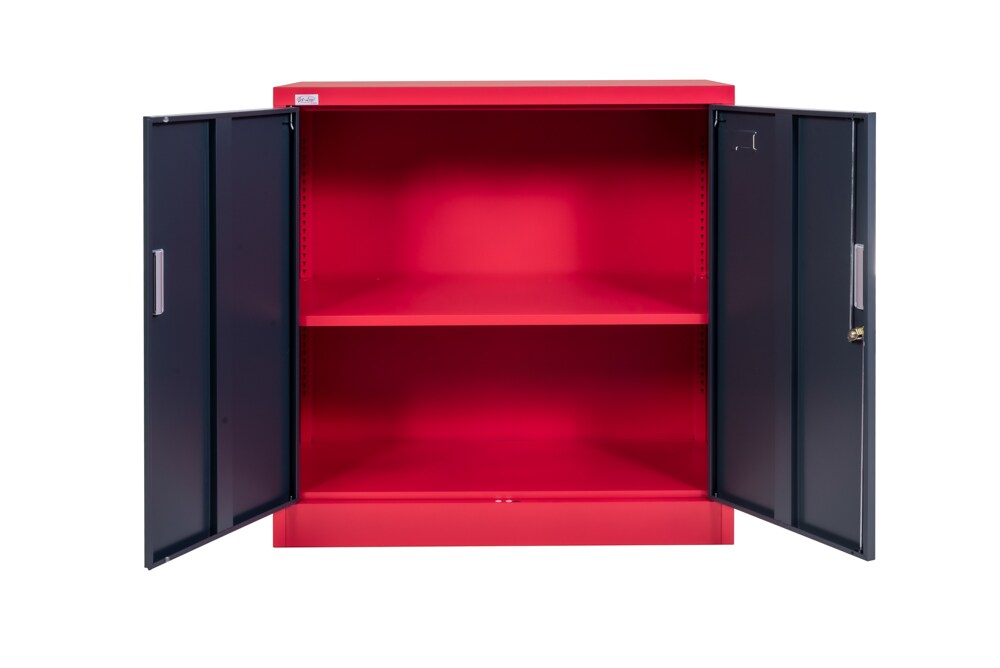 Jet-Line Bueromoebel Aktenschrank KIEW rot dunkelgrau 90x40x90cm Metall