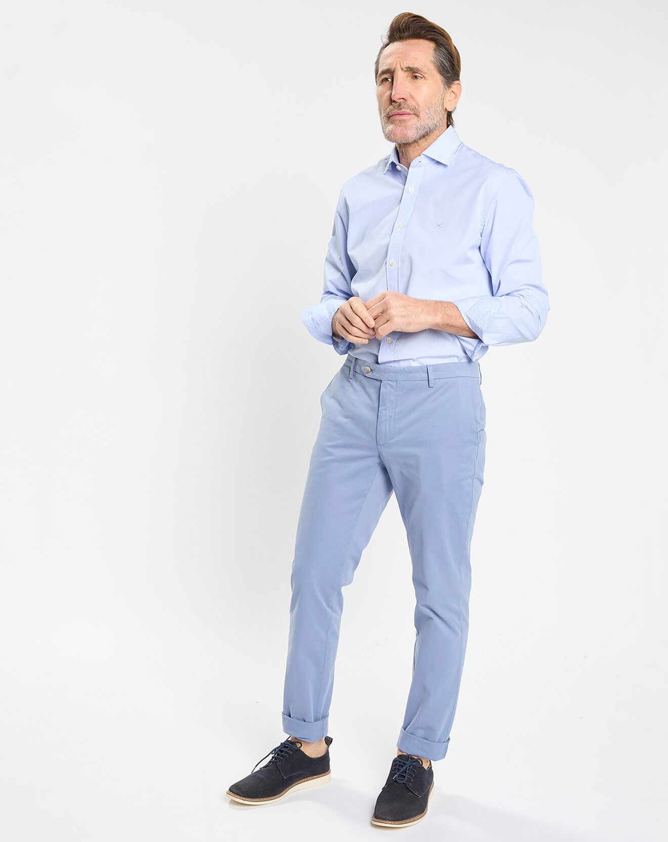 Hackett London Chemise Slim Fit à rayures Milleraies bleu ciel