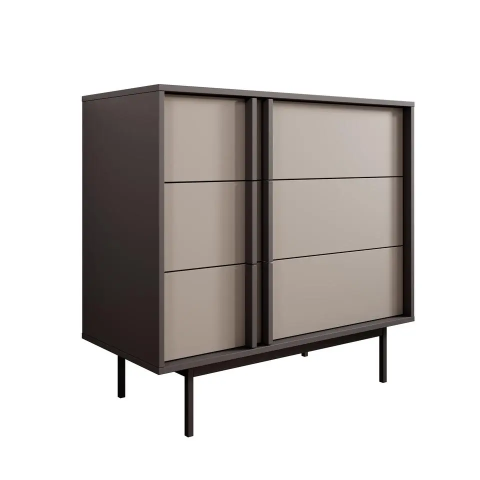 Meubella - Antigo - Ladekast met 3 lades - Beige/Antraciet - 93x43x87 cm