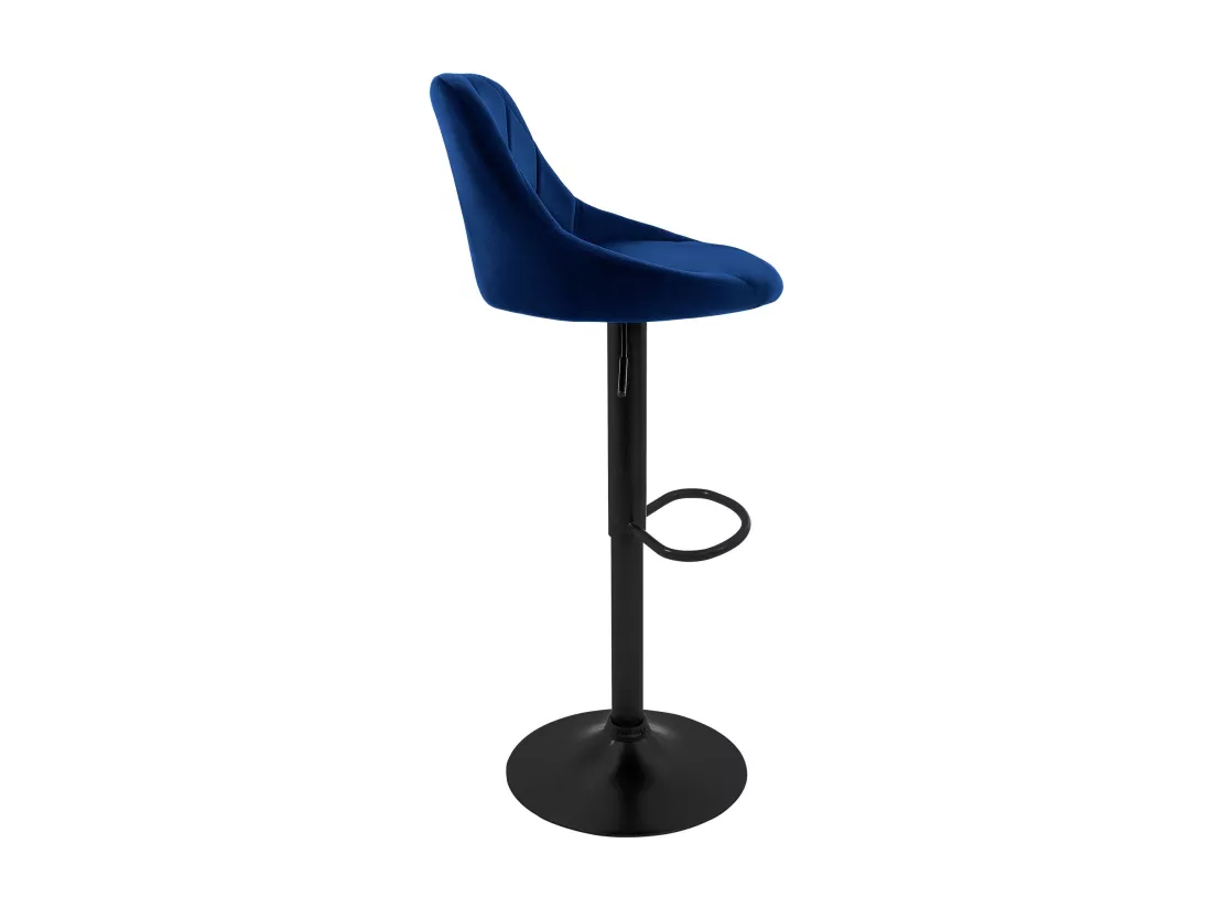 Lot 4 tabourets de bar rembourrées velours chaise bleu hauteur réglable 62-82cm