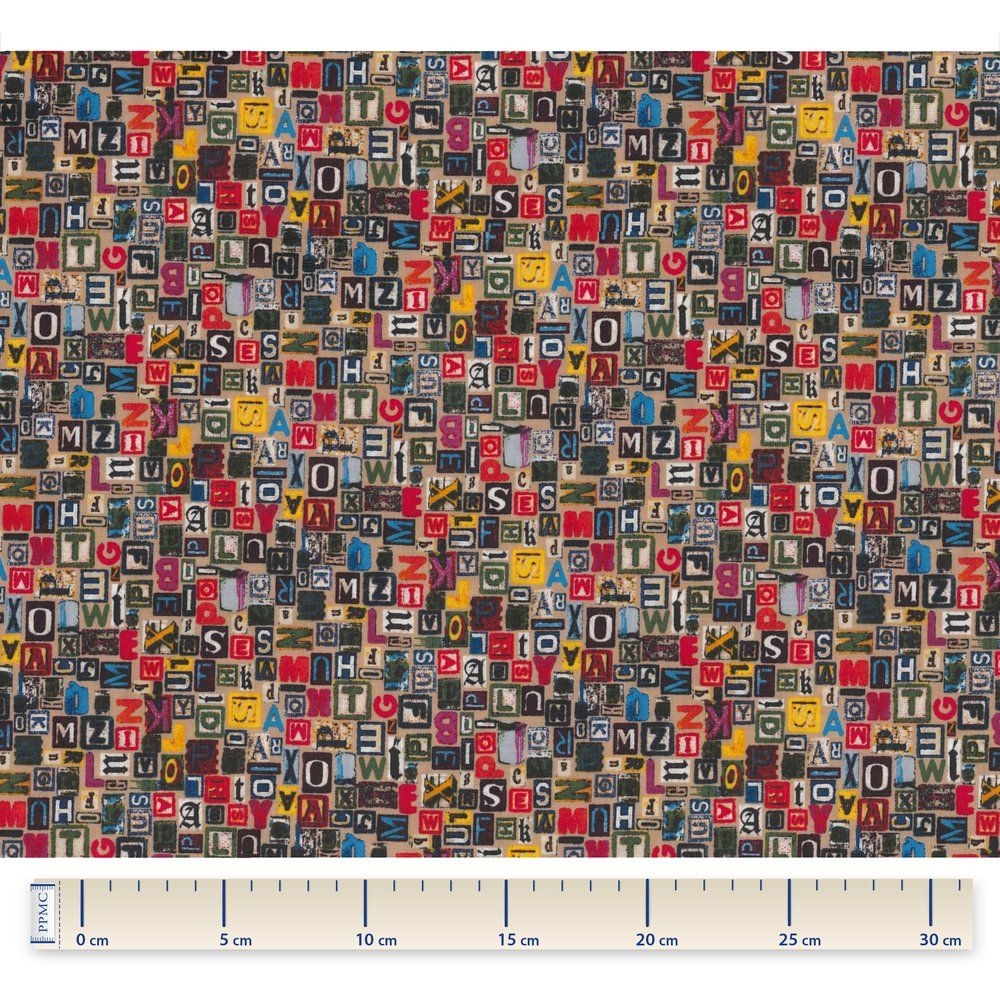 Tissu Enduit Au Mètre Lettres Multi