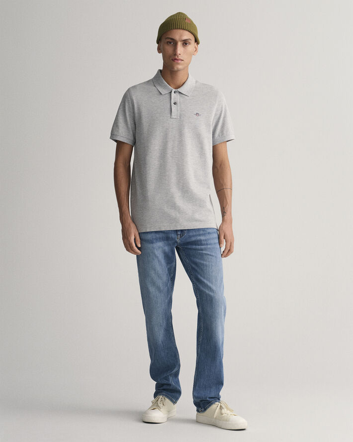 Gant REG SHIELD SS PIQUE POLO Grey melange