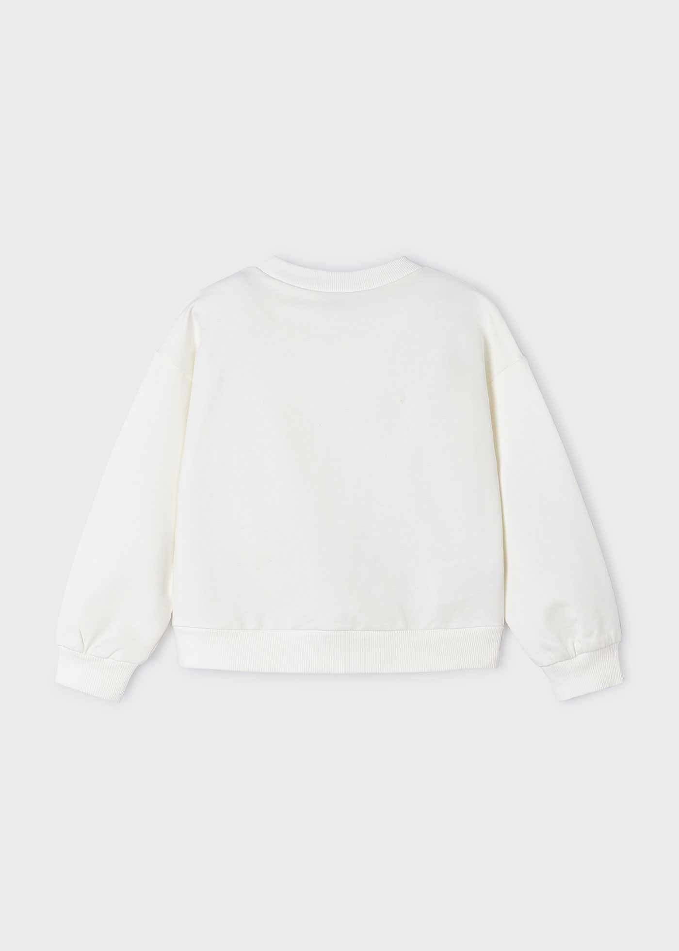 Moletom feminino bordado Better Cotton, cor off-white