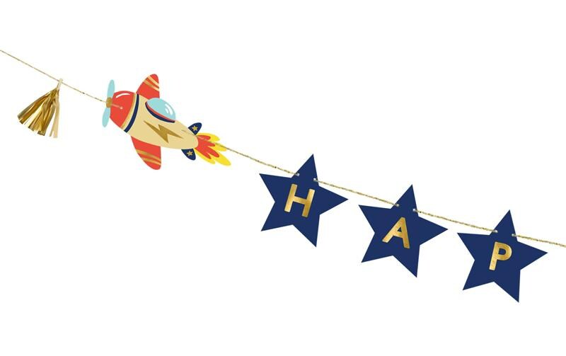 Girlande Flugzeug 3 m, DunkelblauGirlande für Kindergeburtstag
