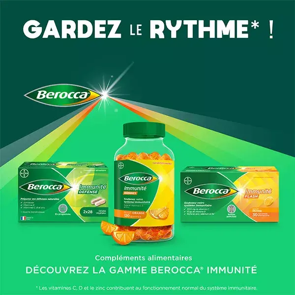 Berocca® Immunity 120 gomas Multivitaminas e Minerais Suplemento Alimentar Sabor Laranja