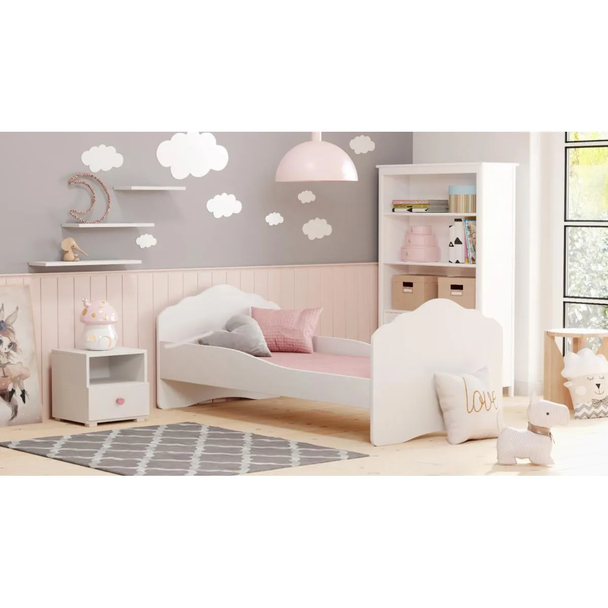 Kobi Emi Table de chevet - Blanc Rose