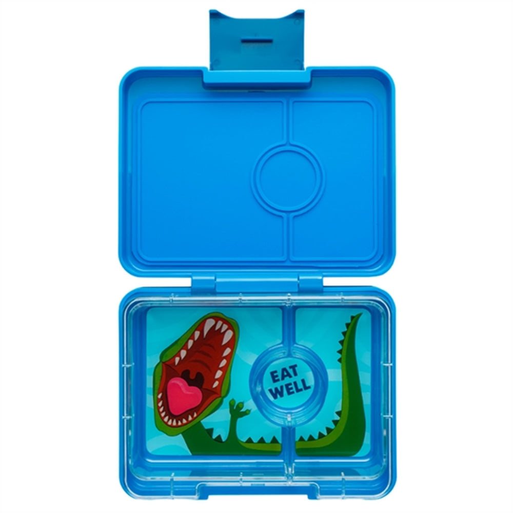 Køb Yumbox Snack 3 Rum Madkasse Surf Blue/Dinosaur