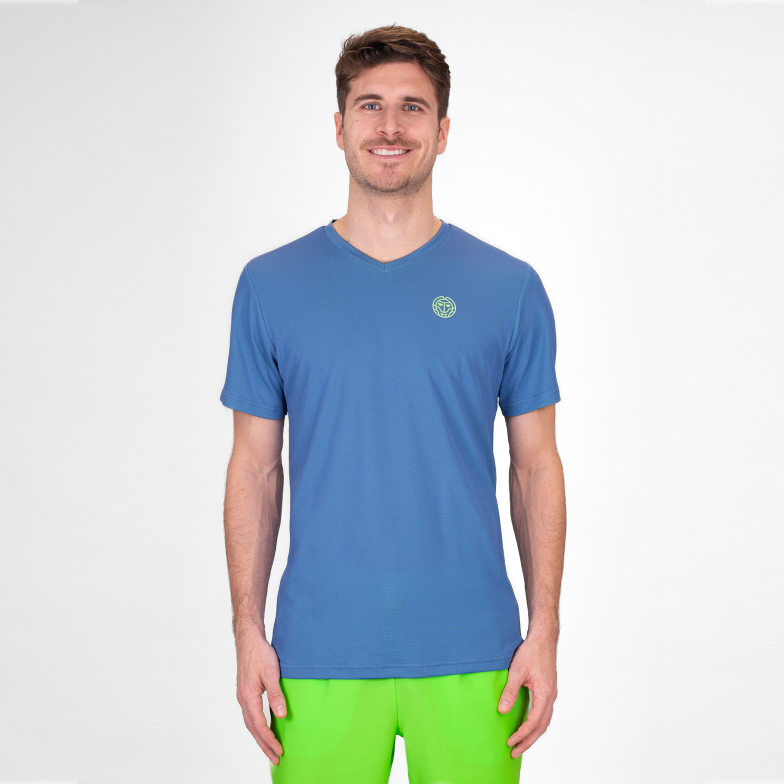 BIDI BADU Crew Inside Out V-Neck T-shirt Hommes - Bleu , Vert Fluo