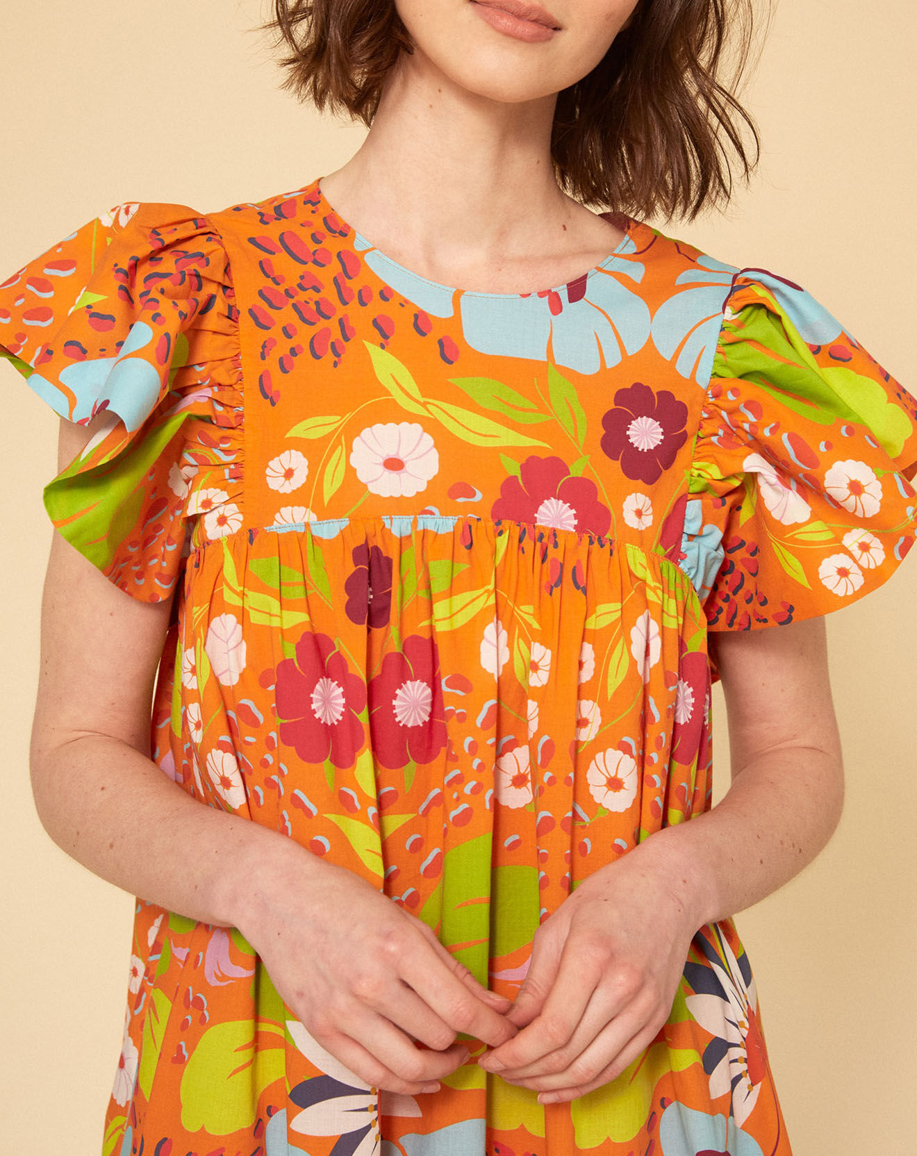 Manoush Robe Mexico imprimée orange
