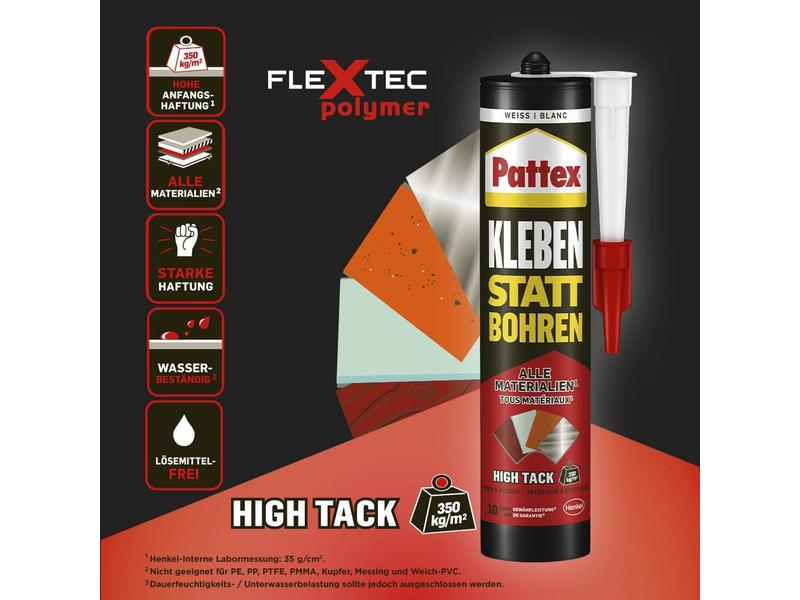 Pattex Montagekleber High Tack 440 g, Weiss Kraftkleber Kleben statt Bohren