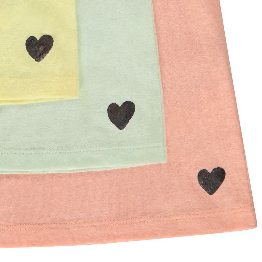 Lot de 3 t-shirts manches courtes print cœur pour fille - Jaune