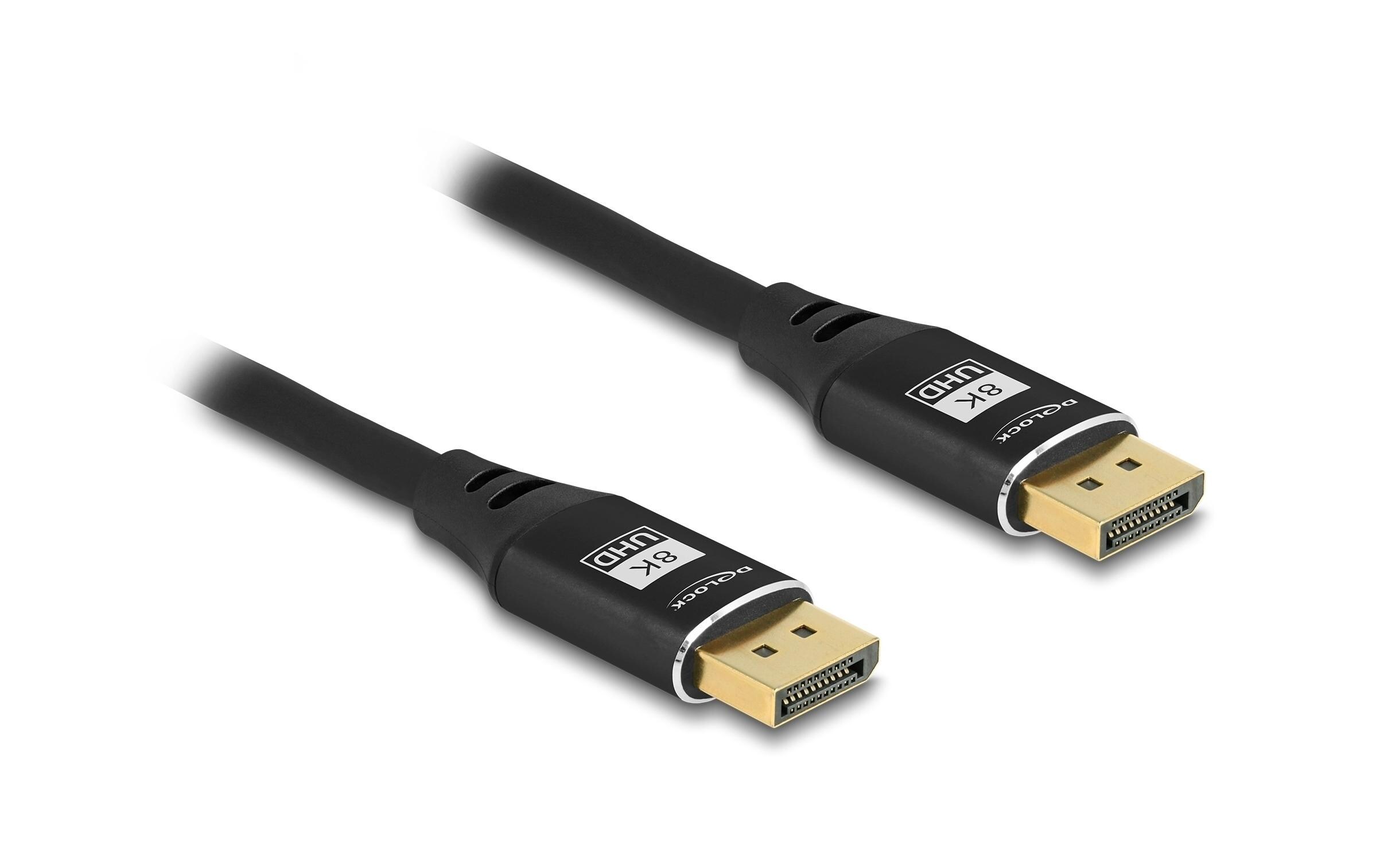 Kabel 8K 60 Hz DisplayPort - DisplayPort, 1 m, SchwarzDelock DisplayPort Kabel 8K 60 Hz 1 m schwarz Metall