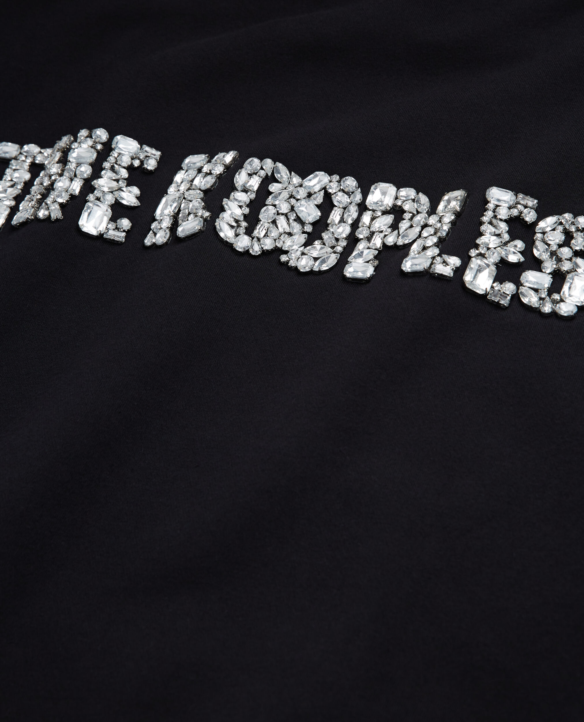 Sweatshirt logo strass noir