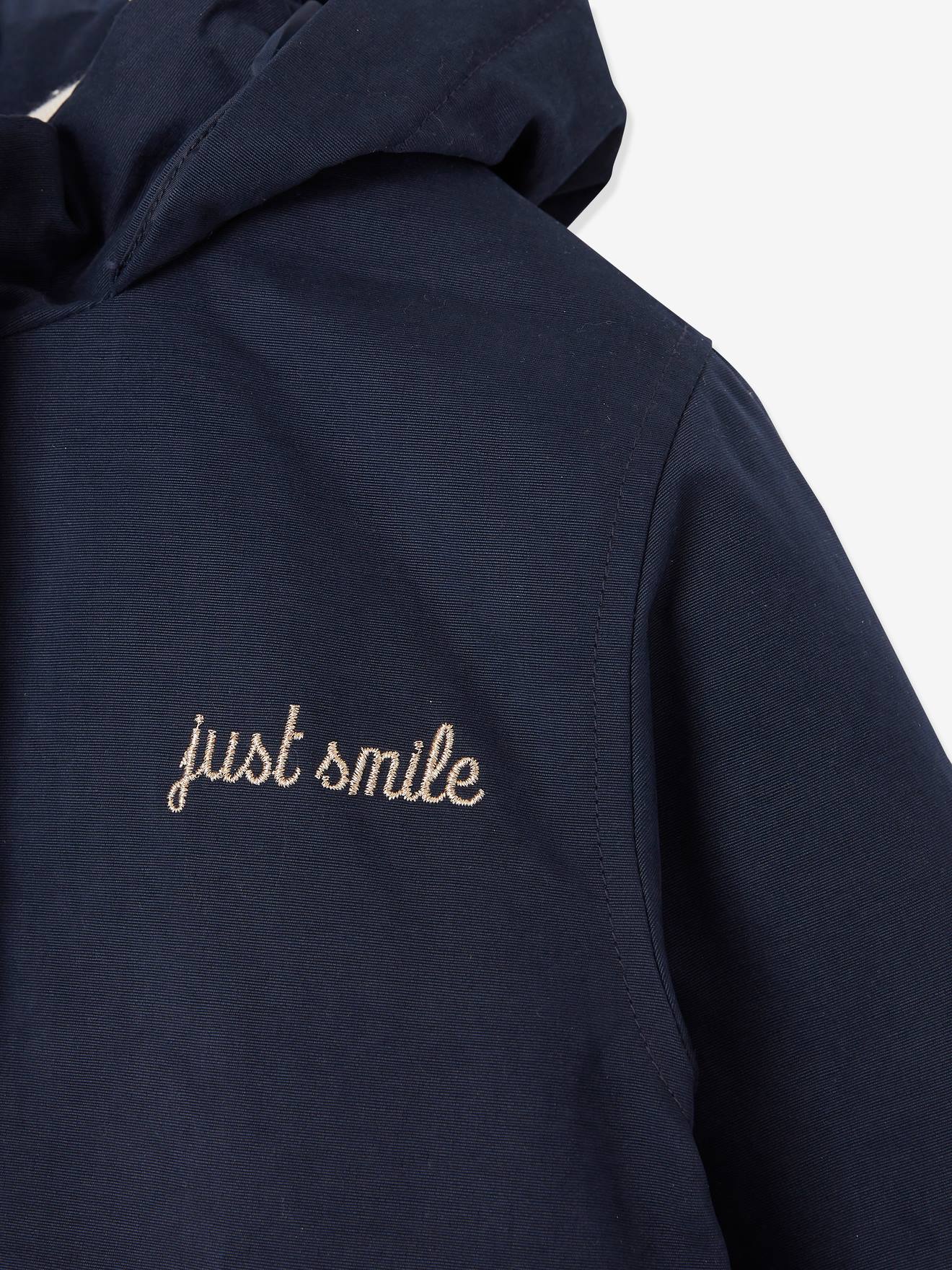 Parka 3 em 1 para meninas, azul escuro liso