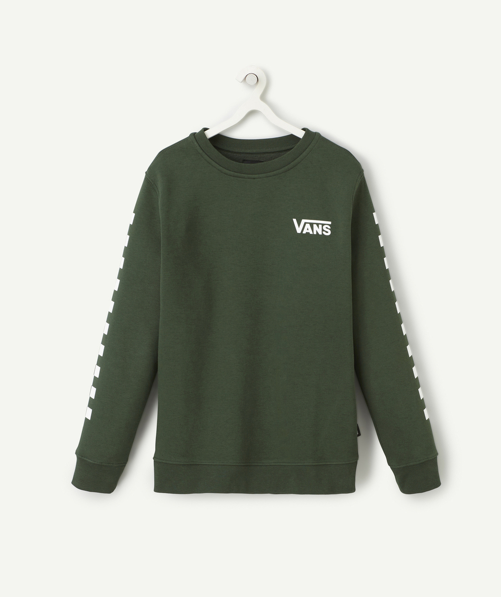 VANSSWEAT GARÇON VERT MANCHES LONGUES AVEC DAMIER ET LOGO VANS