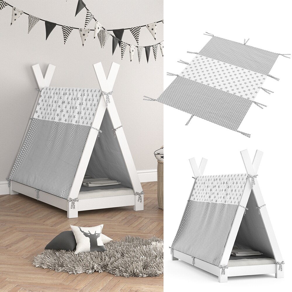 Vitalispa Überwurf Kinderbett Indianerzelt für Tipi Bett 70x140cm Zeltbett Zelt