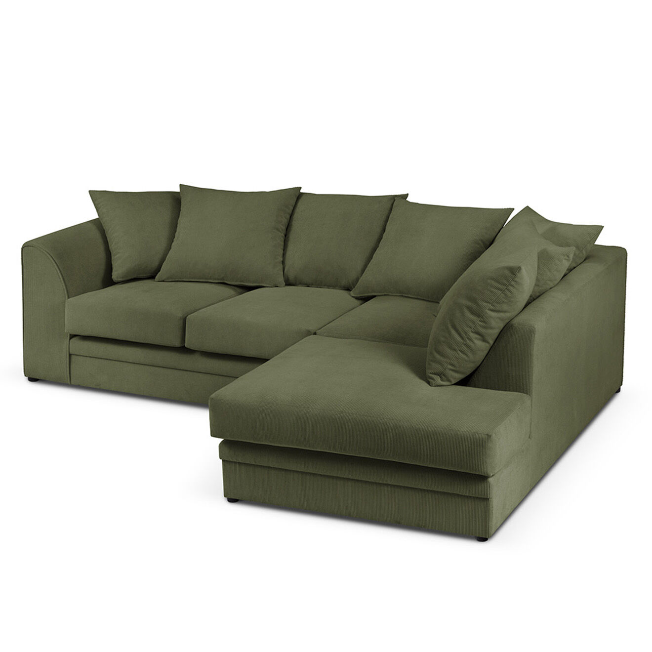 Mazzini Sofas Canapé d'angle Droit Quince Velours côtelé 4 Places vert - 221x171x80 cm