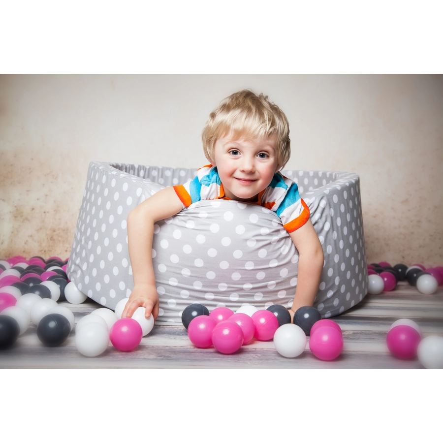 knorr toys® Bällebad soft - Grey white dots - 300 balls cremegreyrose grau
