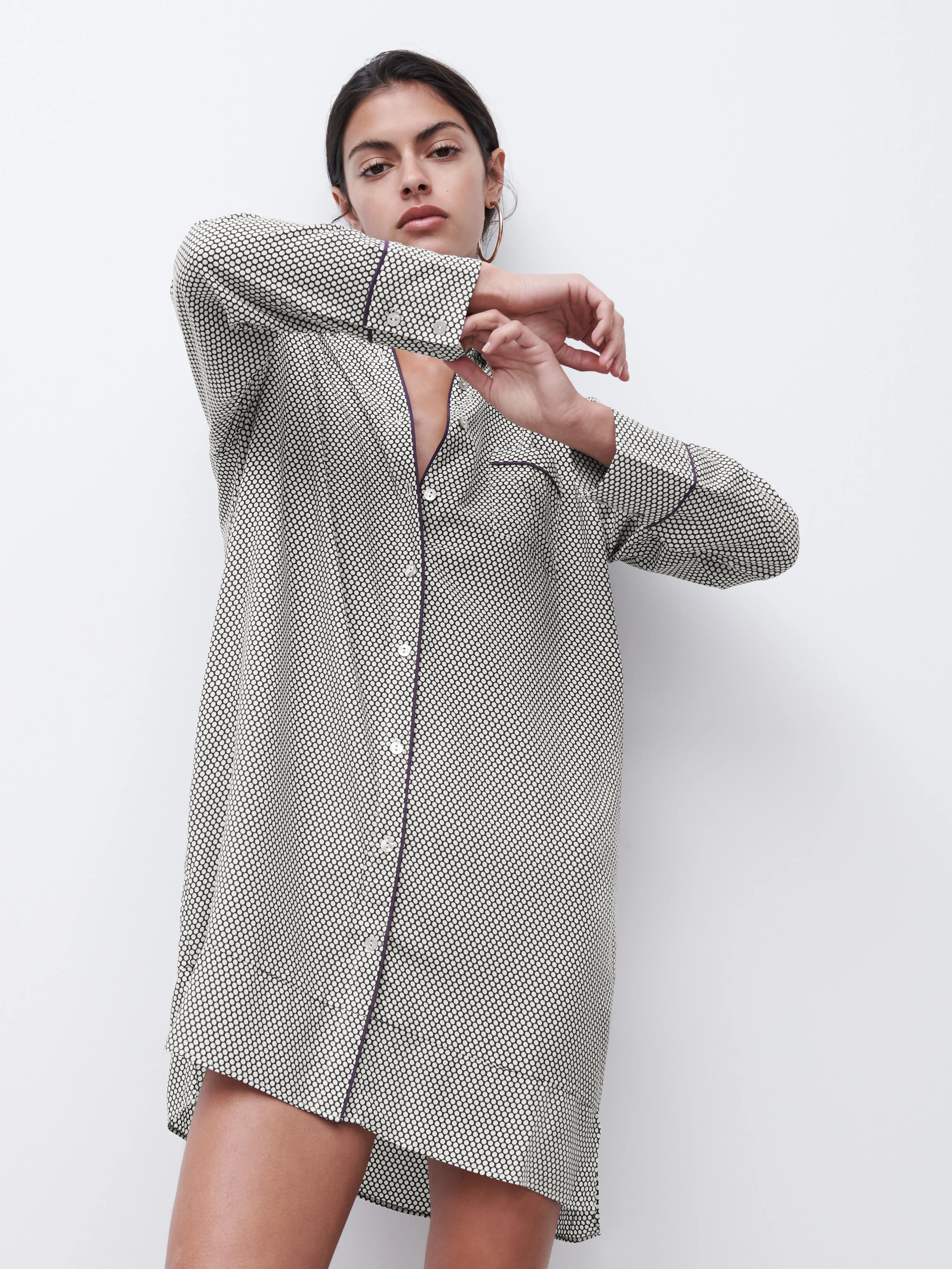 BILLIE - Chemise de nuit manches longues | Multicolore