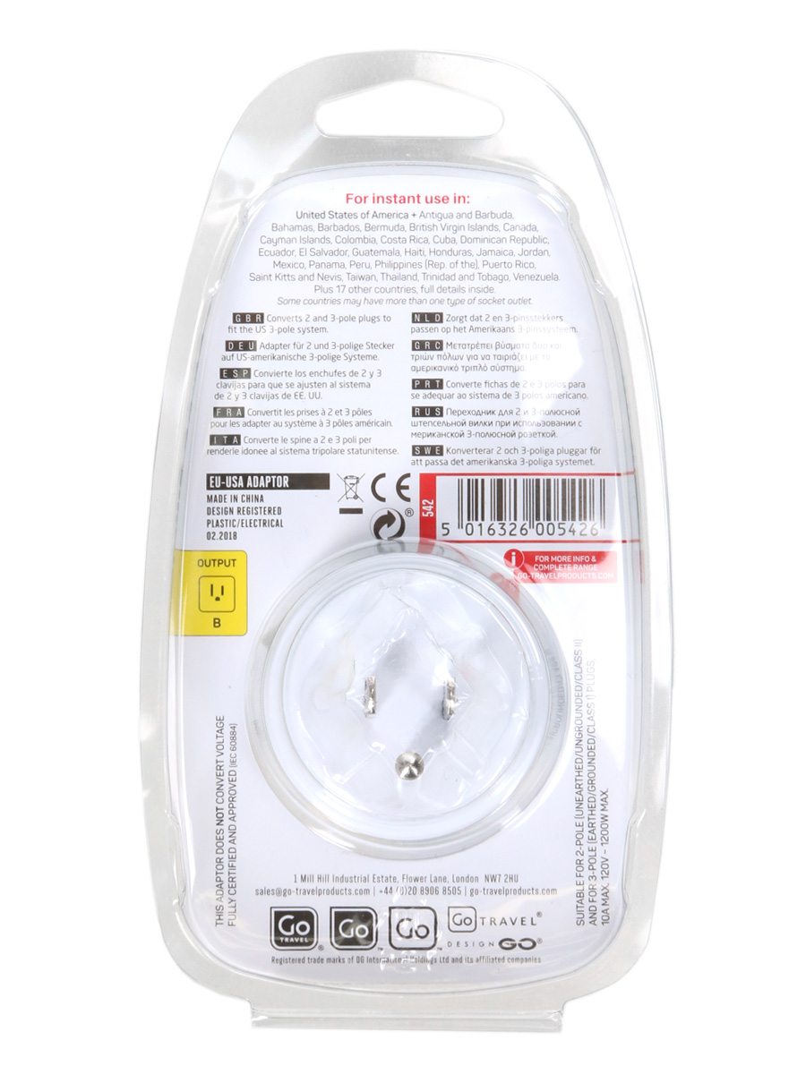 Adaptateur Go Travel Electrique Europe - Etats-Unis