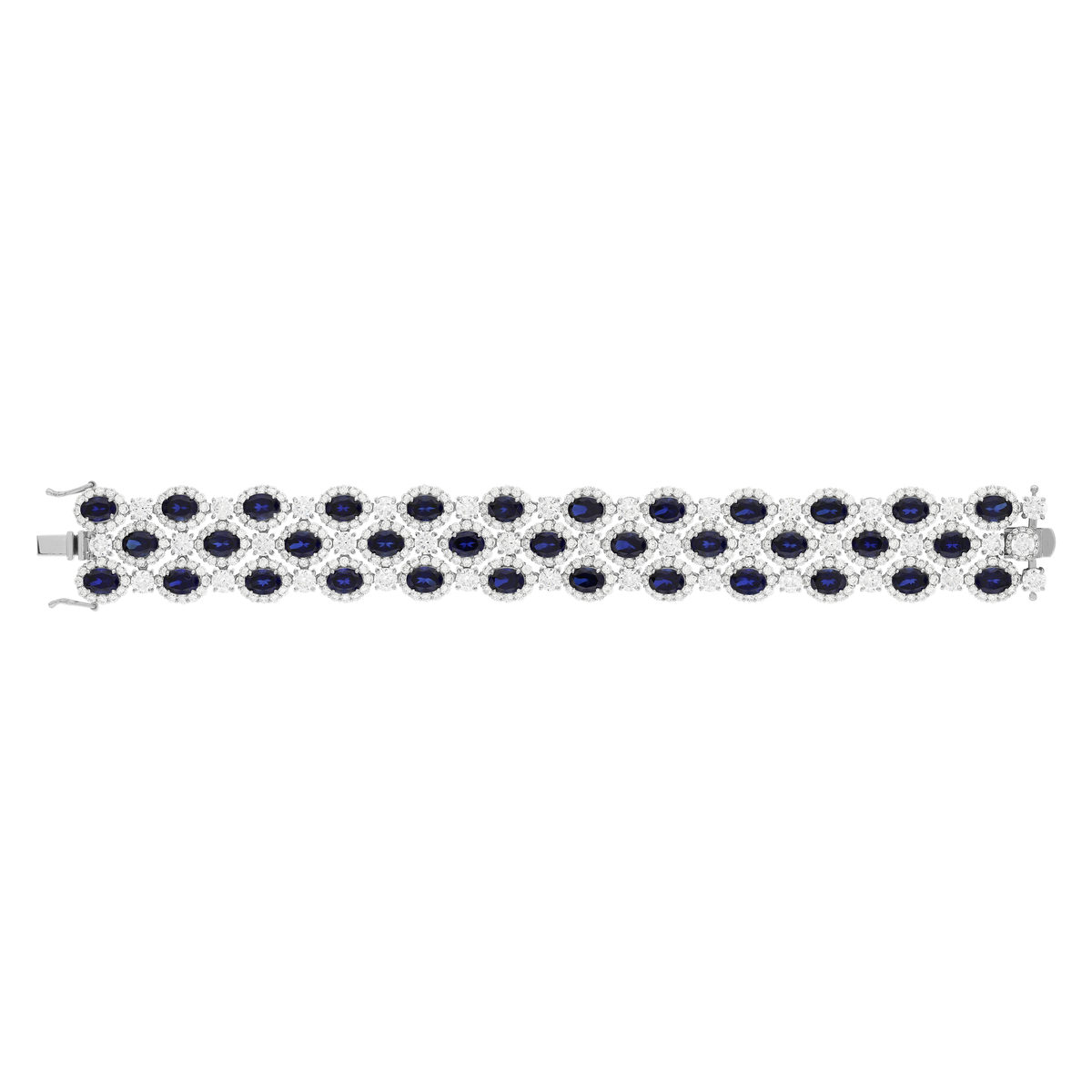 Bracelet argent 925, pierres synthétiques bleues zirconias 18.5 cm