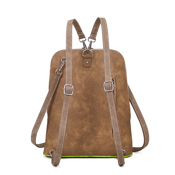 Hi-Di-Hi Happy View Backpack/ Shoulderbag Dark Brown/ Green