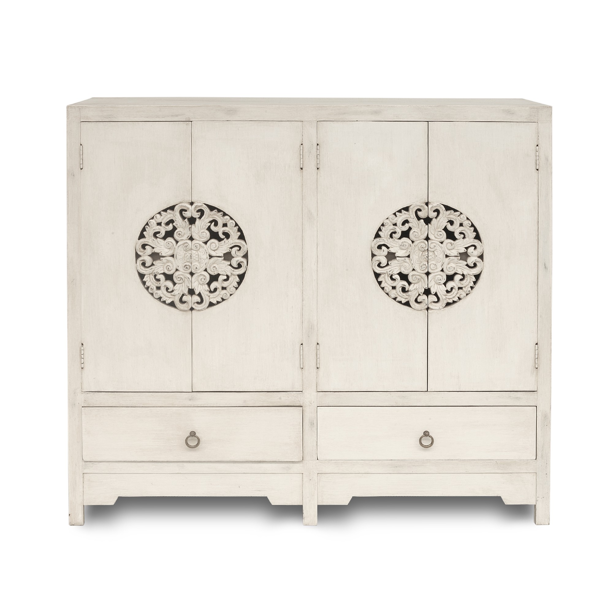 Doppel-Schrank 'Sukomvit', weiß, B 110 cm, H 100 cm, T 40 cm von fischer's lagerhaus