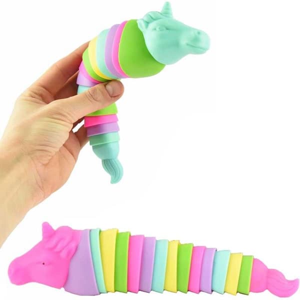 Slinky enhjørning fidget 20 cm enhjørning pyssel leketøy