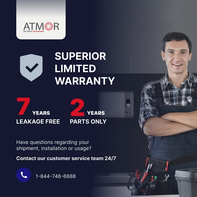 Aquecedor de água elétrico instantâneo Atmor de 18 kW e 3,73 GPM, ideal para residências com 1 quarto, com capacidade para até 3 usos simultâneos.