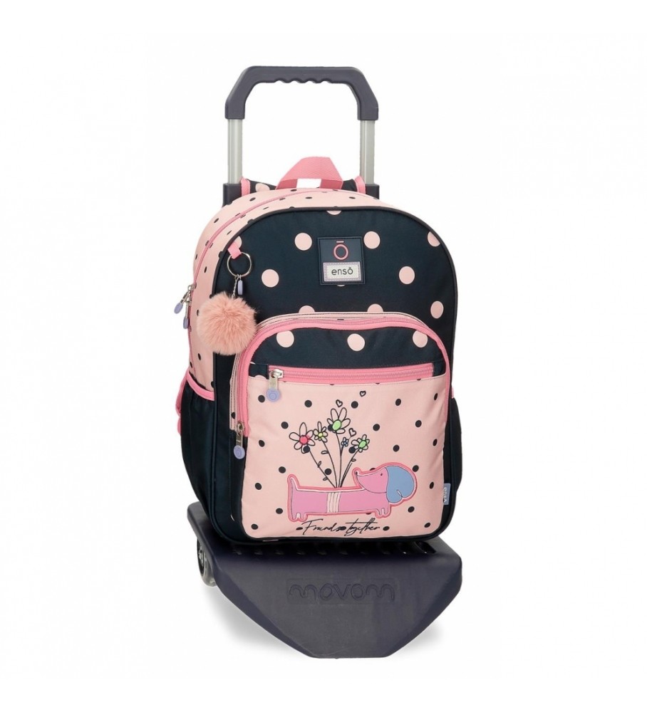 Mochila escolar Enso Friends Together com rodinhas rosa