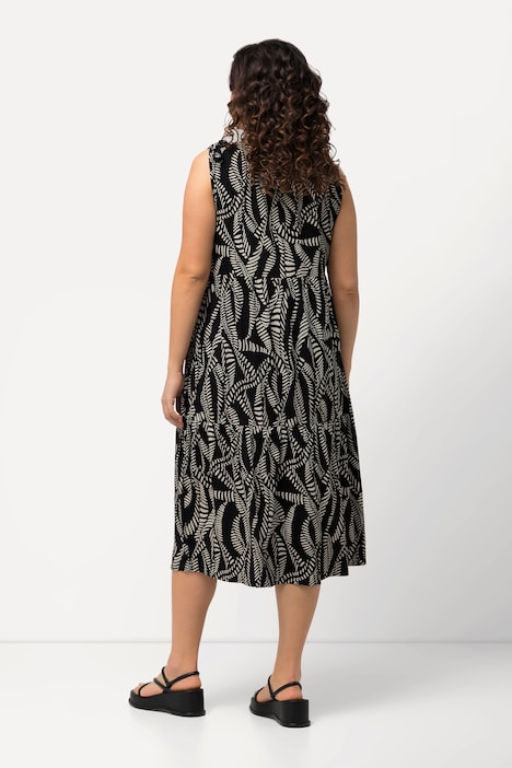 Jerseykleid, geraffter Ausschnitt, Rundhals, ärmellos