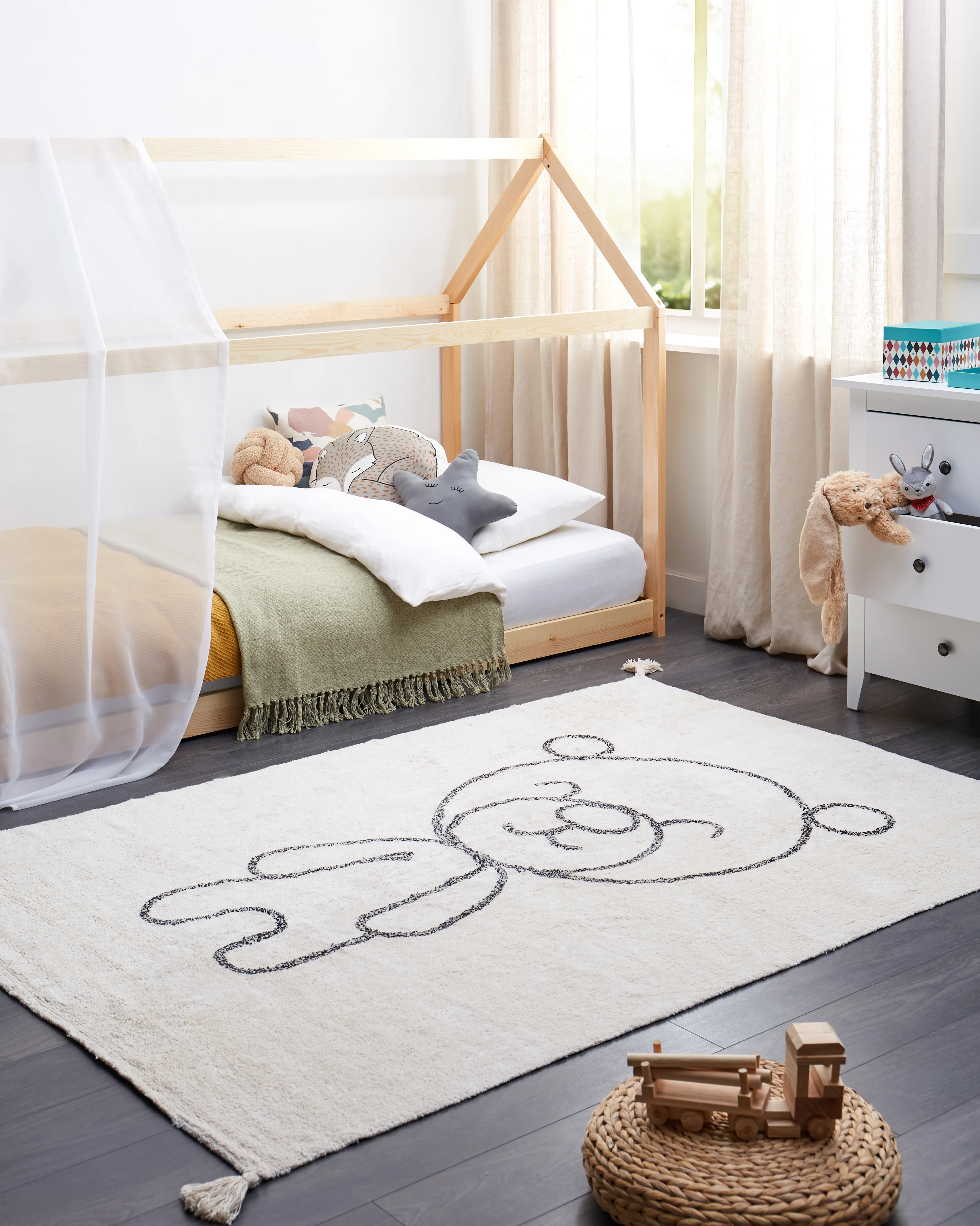 Kindervloerkleed ZORAKAN Lichtbeige 140 x 200 cm Katoen