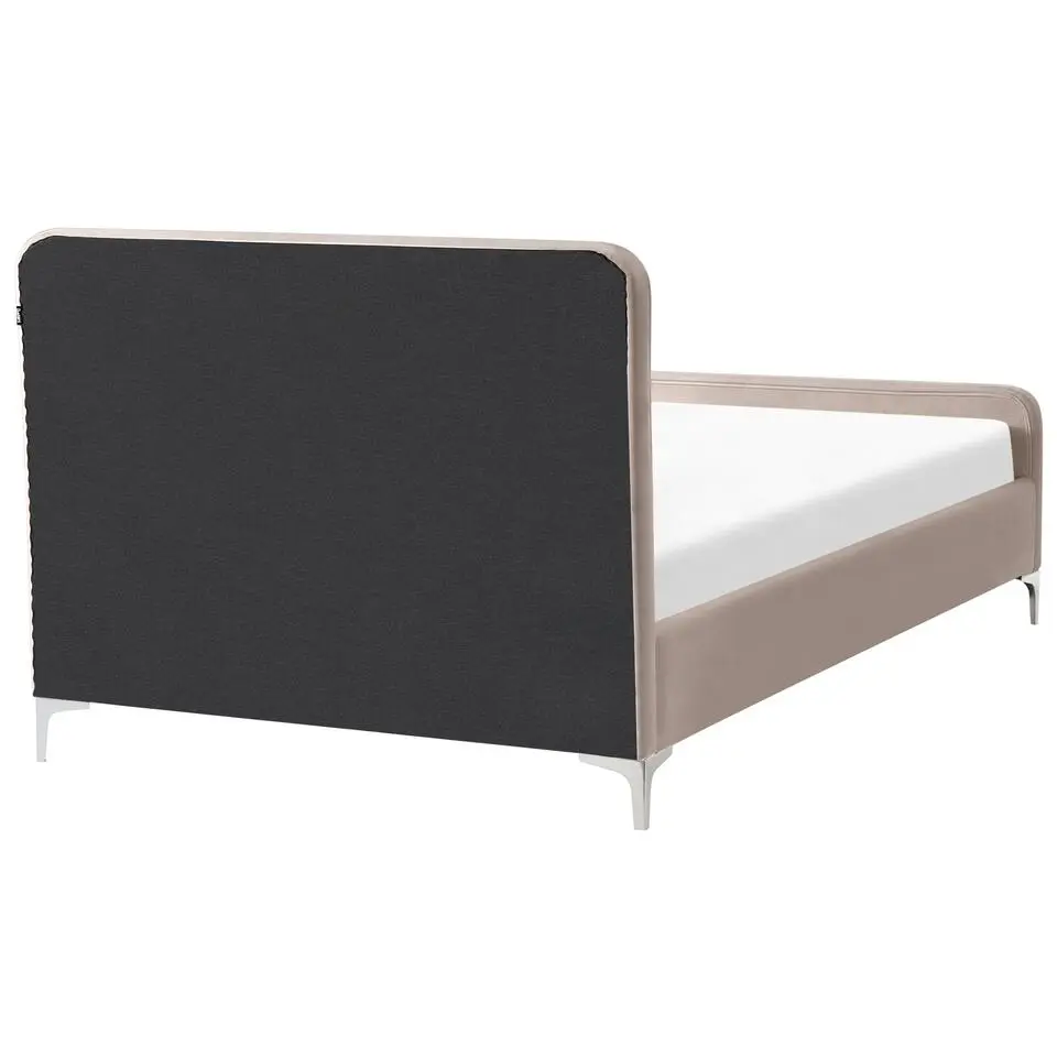 LUNAN - Bed - Taupe - 120 x 200 cm - Fluweel