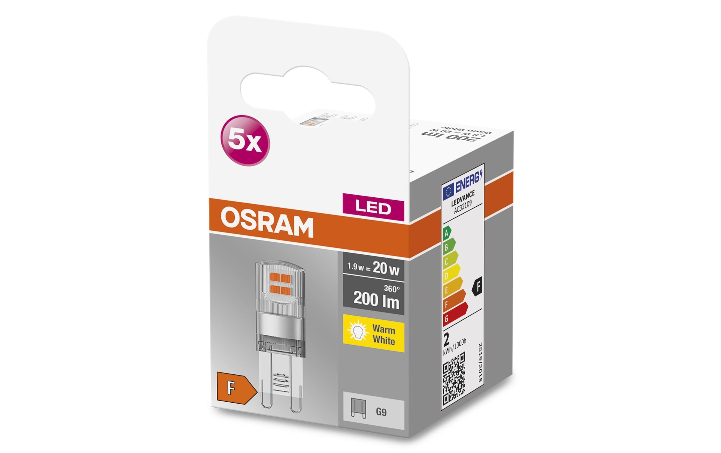 Osram LED-Leuchtmittel »Base Pin 20 1.9W, G9, Warmweiss« G9 1 Stk. Warmweiss