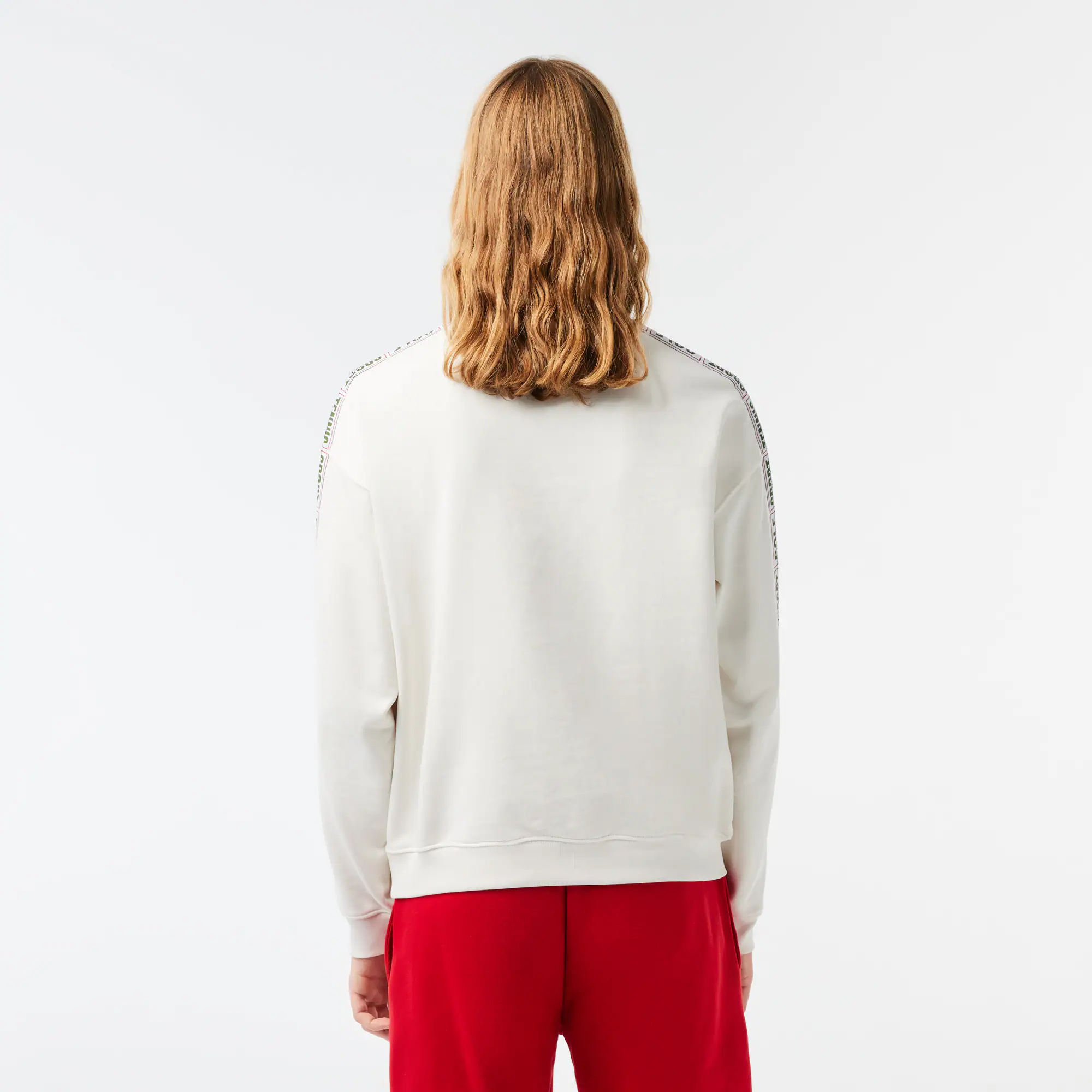Zweifarbiges Jogger-Sweatshirt mit Logostreifen Sweatshirts - Weiss - Lacoste - Herren