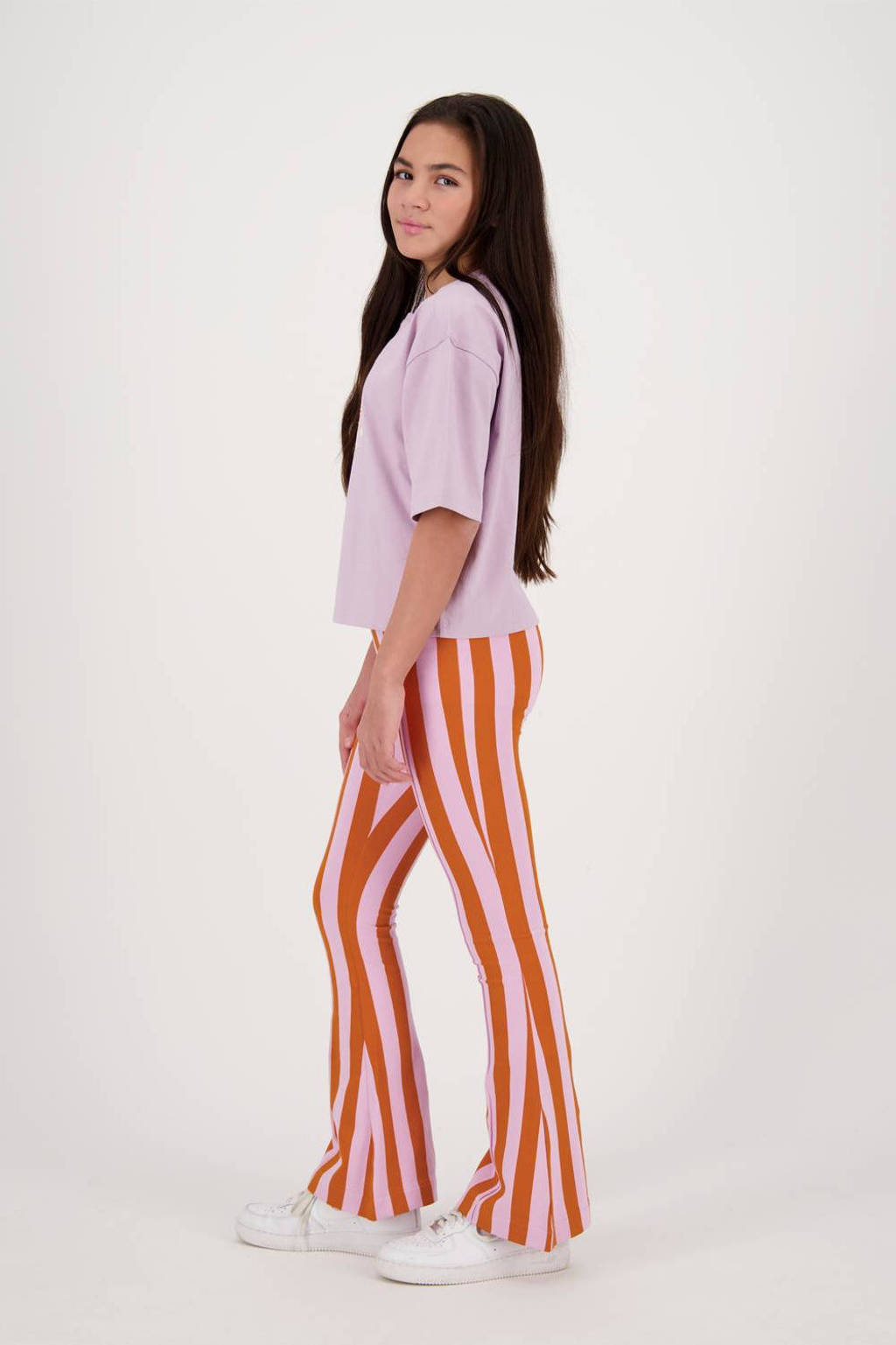 Raizzed gestreepte flared broek Whitley roze/oranje