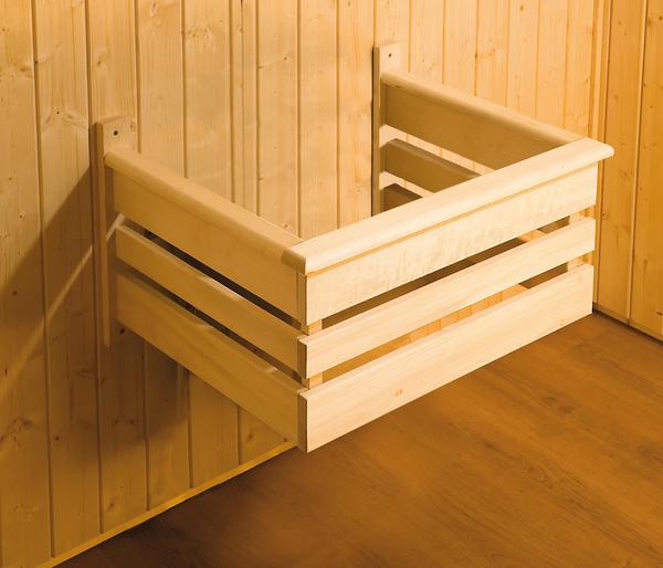 Weka Ecksauna Varberg mit Glastür und Fenster