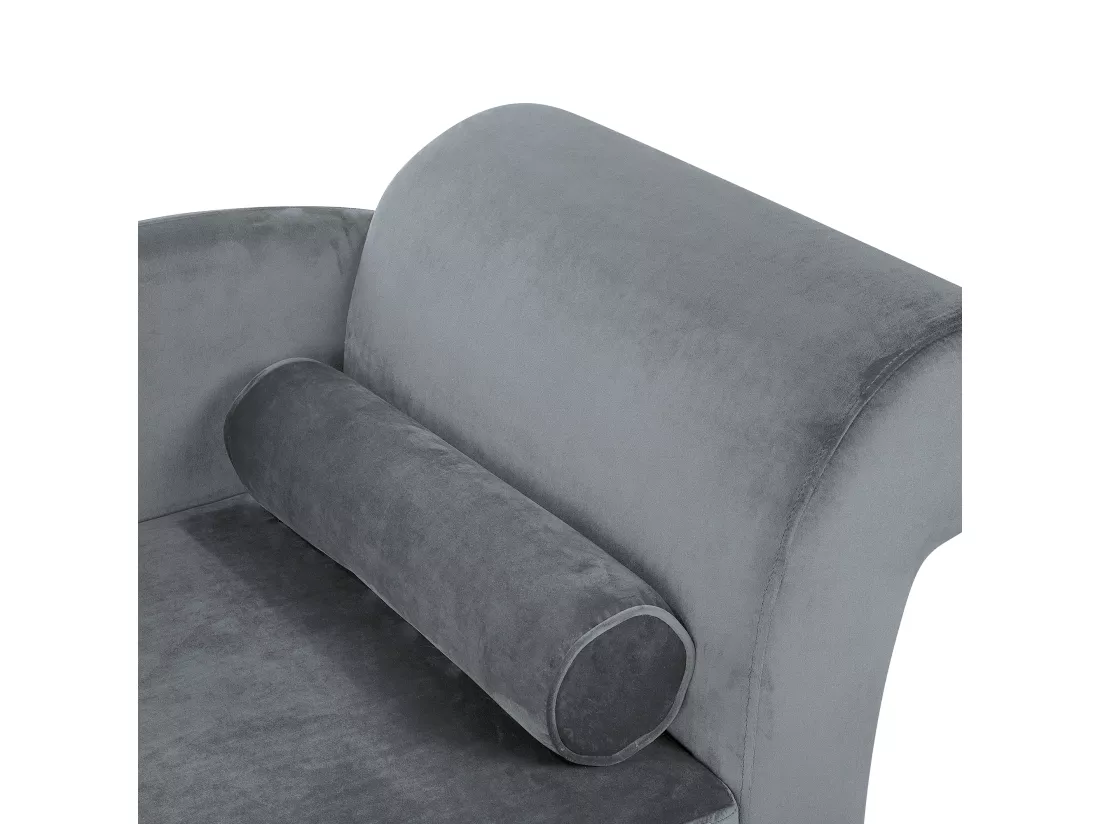 Chaise longue côté droit en velours gris clair LUIRO